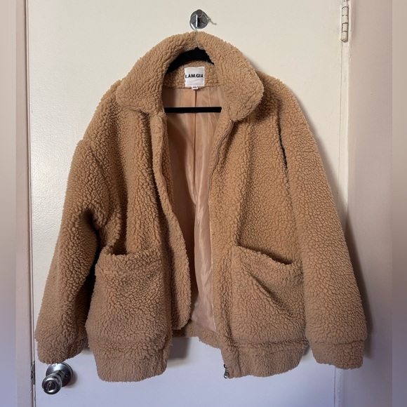 I.AM.GIA Pixie Teddy Tan Oversized Sherpa Coat Women’s sz XS - Picture 7 of 10